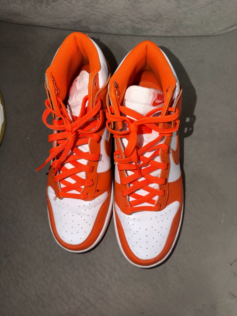 Nike Orange and White High-Top Sneakers